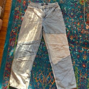 Hollister Blue and Cream Patchwork Jeans